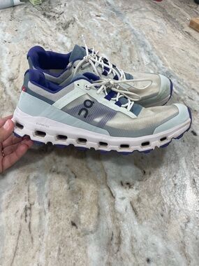 On Running Cloudultra Athletic Shoes in Light Gray and Purple